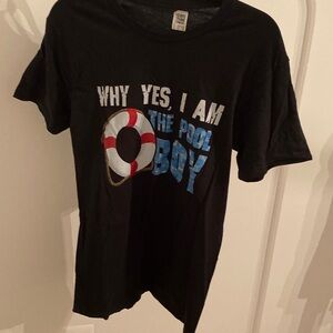 Black Graphic Tee with Pool Boy Design